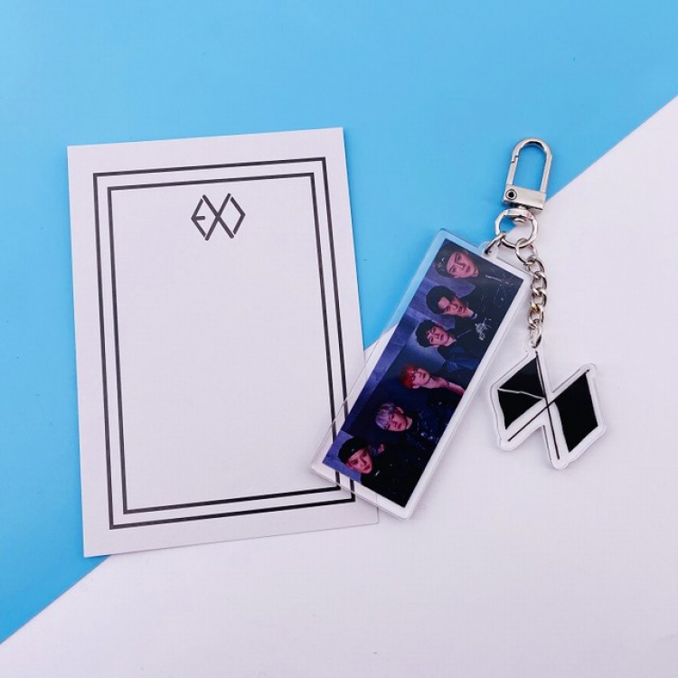 EXO Korean celebrity Keychain pendant 7.5X11CM 22G a set price for 5 pcs