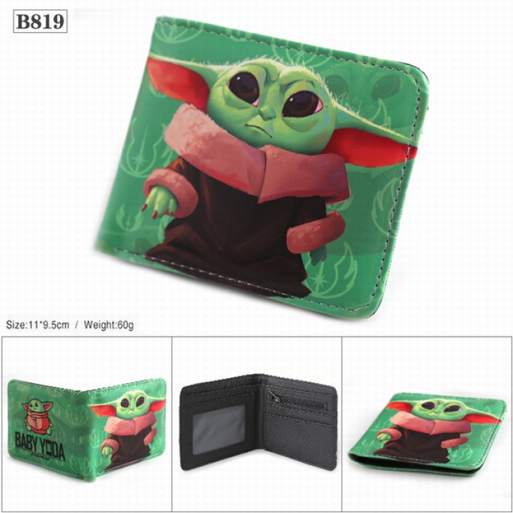 Star Wars Baby Yoda Full color PU twill two fold short wallet 11X9.5CM 60G-B819