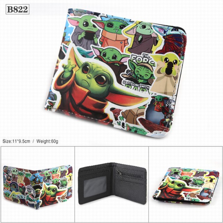 Star Wars Baby Yoda Full color PU twill two fold short wallet 11X9.5CM 60G-B822