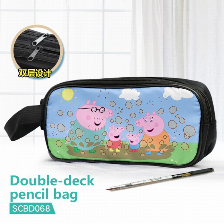 Peppa pig Double waterproof pencil case 25X7X12CM-SCBD068