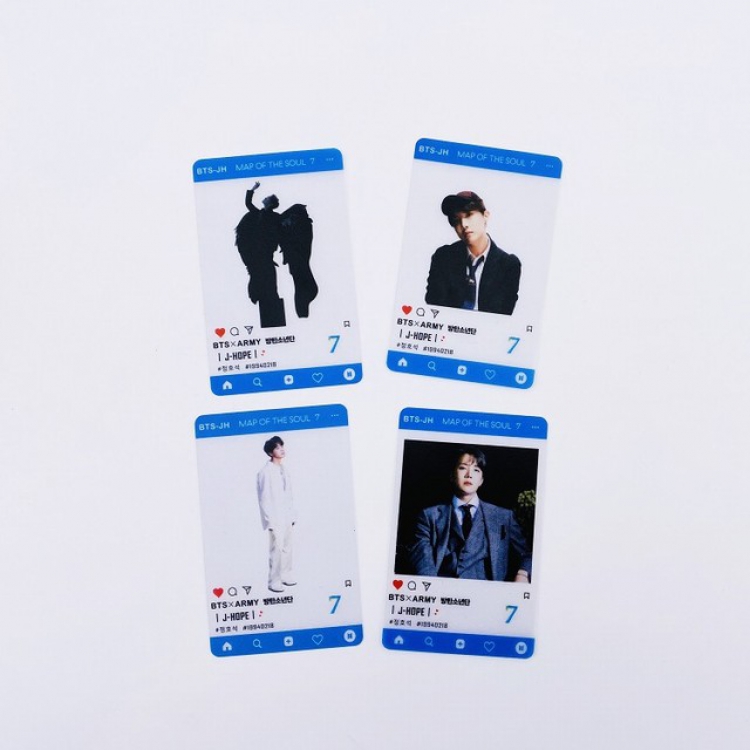 BTS Korean celebrity J-HOPE a set of 4 Photo transparent card frosted small card price for 10 sets