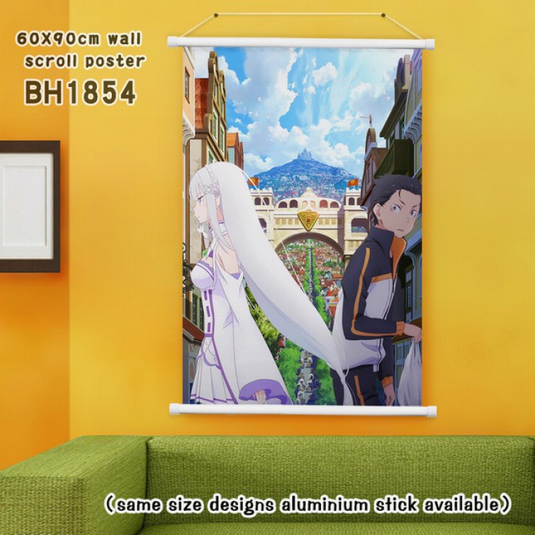 Re:Zero kara Hajimeru Isekai Seikatsu White Plastic rod Cloth painting Wall Scroll 60X90CM BH1854