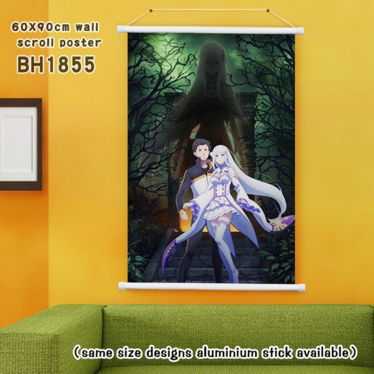 Re:Zero kara Hajimeru Isekai Seikatsu White Plastic rod Cloth painting Wall Scroll 60X90CM BH1855