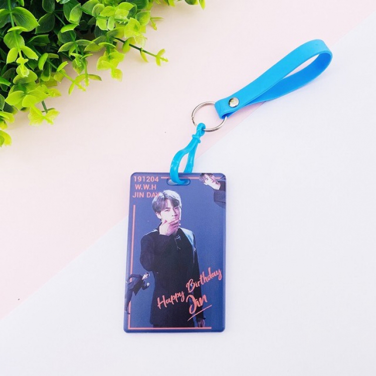 BTS Korean celebrity JIN Transparent silicone lanyard card holder ID card holder 6.5X10.5CM 35G price for 5 pcs