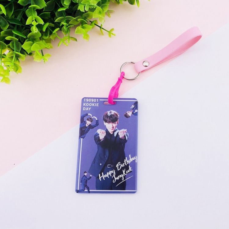 BTS Korean celebrity JK Transparent silicone lanyard card holder ID card holder 6.5X10.5CM 35G price for 5 pcs