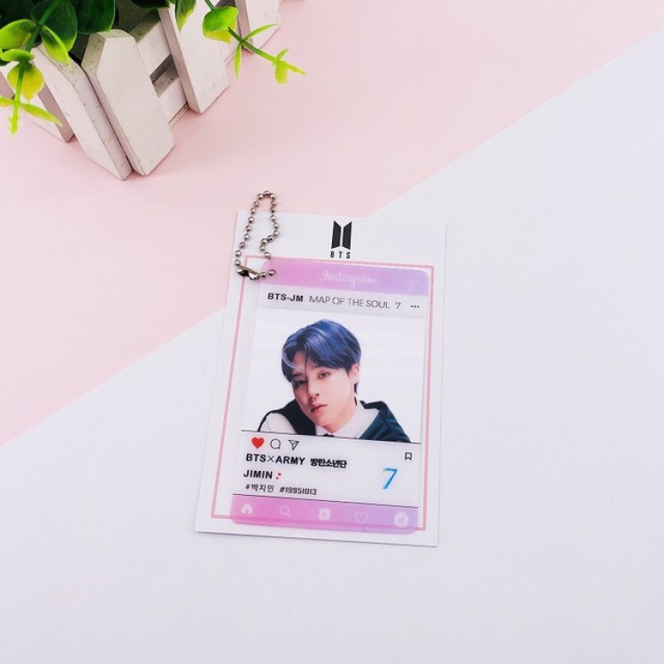 BTS JIMIN Transparent small card keychain pendant 6X9CM 10G set price for 20 pcs