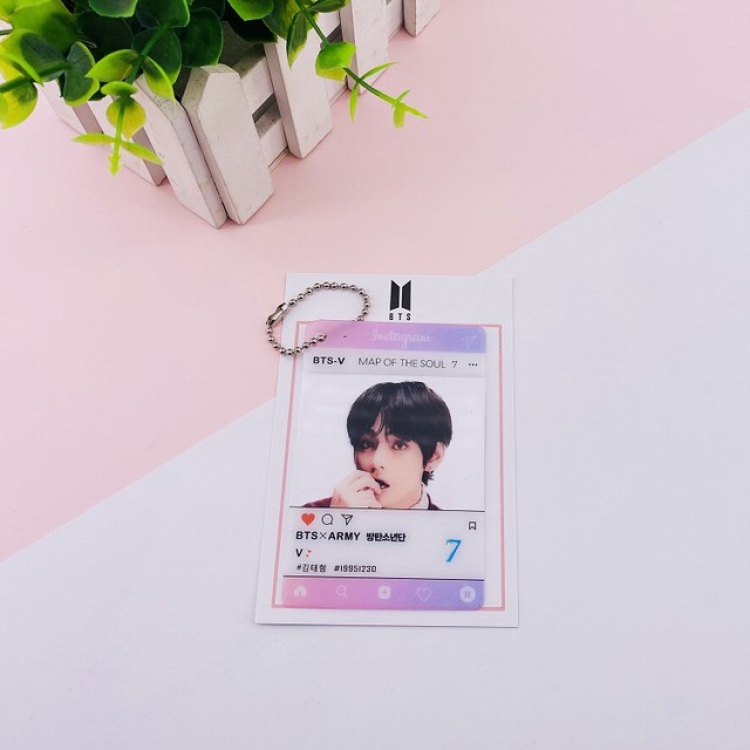 BTS V Transparent small card keychain pendant 6X9CM 10G set price for 20 pcs