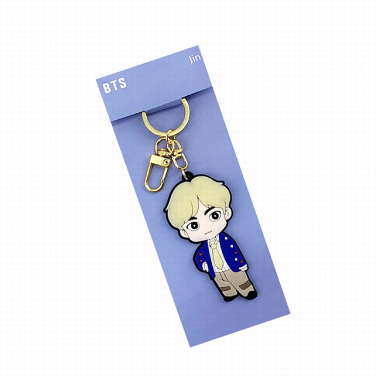 BTS Korean celebrity Jin Cartoon single-sided soft keychain pendant 4.5X13.5CM 20G a set price for 5 pcs