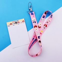 BTS pink Cartoon lanyard mobil...