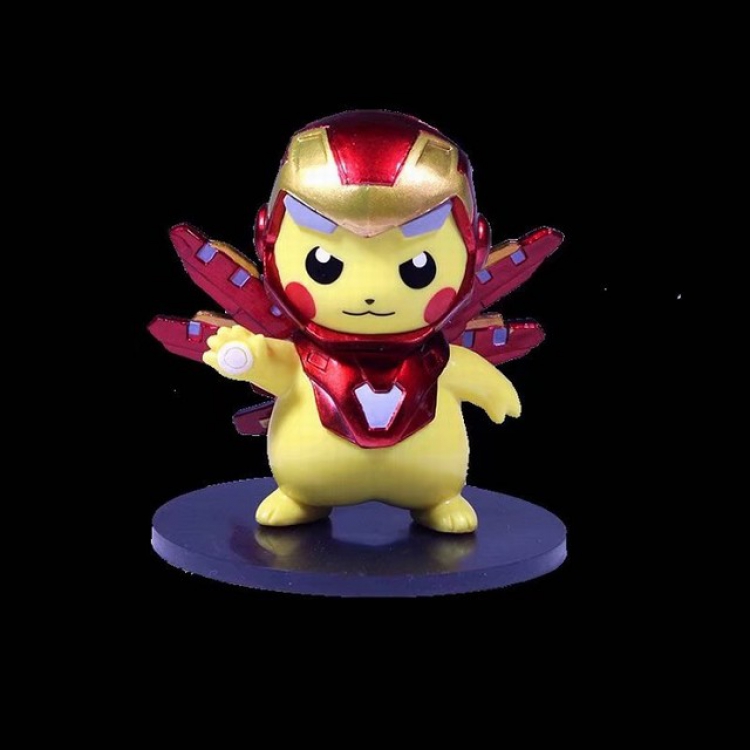 Pokemon Pikachu Cosplay Iron man Boxed Figure Decoration Model 10CM 150G Color box size:12X12X10CM