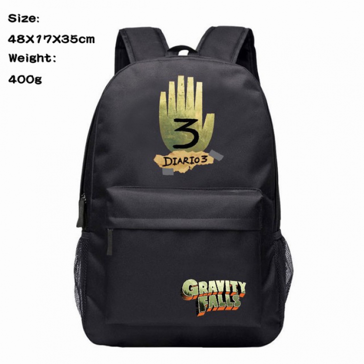 Gravity Falls black Anime 600D Canvas Backpack Waterproof School Bag 48X17X35CM 400G