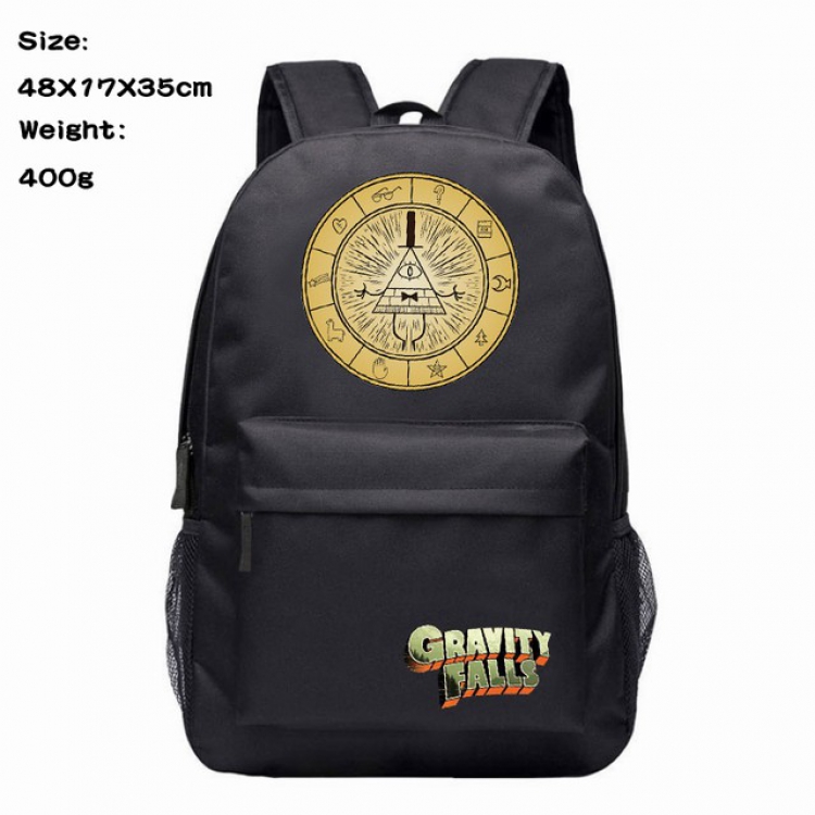 Gravity Falls black Anime 600D Canvas Backpack Waterproof School Bag 48X17X35CM 400G