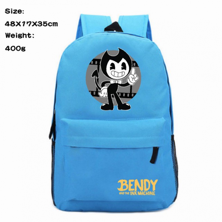 Bendy and ink machin blue Anime 600D Canvas Backpack Waterproof School Bag 48X17X35CM 400G
