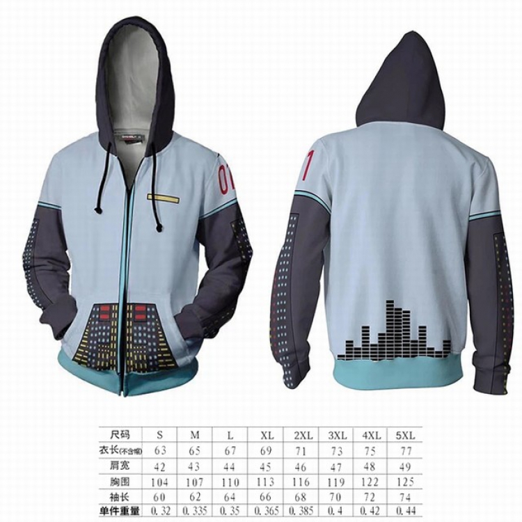 Hatsune Miku gray hooded zipper sweater coat S M L XL 2XL 3XL 4XL 5XL price for 2 pcs preorder 3 days
