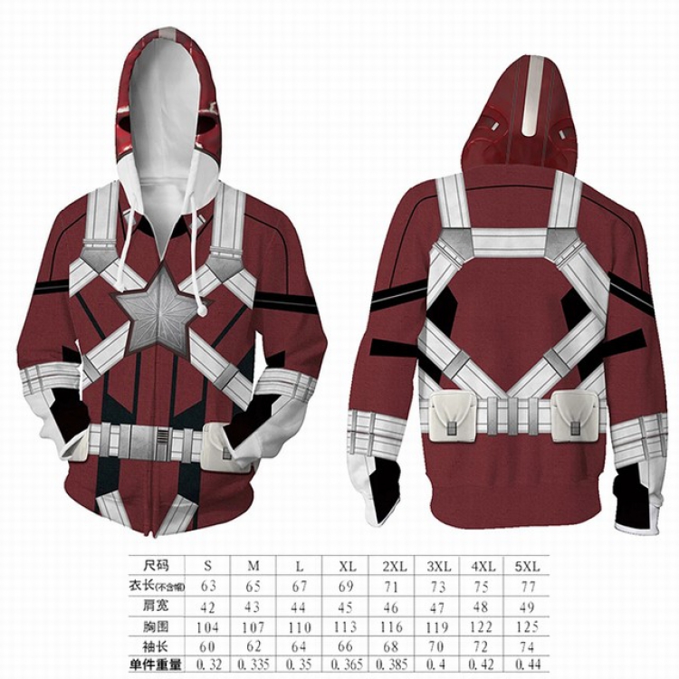 The Avengers Black Widow red hooded zipper sweater coat S M L XL 2XL 3XL 4XL 5XL price for 2 pcs preorder 3 days