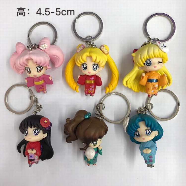 SailorMoon A set of 6 kimonos keychain pendant 4.5-5CM