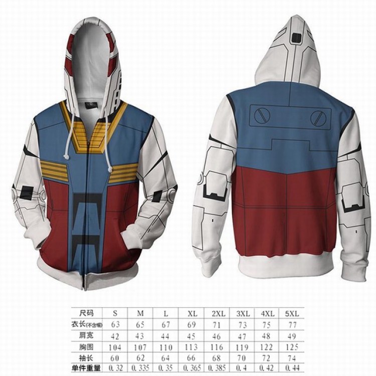 Gundam hooded zipper sweater coat S M L XL 2XL 3XL 4XL 5XL price for 2 pcs preorder 3 days GD-13