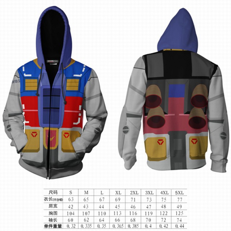 Gundam hooded zipper sweater coat S M L XL 2XL 3XL 4XL 5XL price for 2 pcs preorder 3 days GD-14