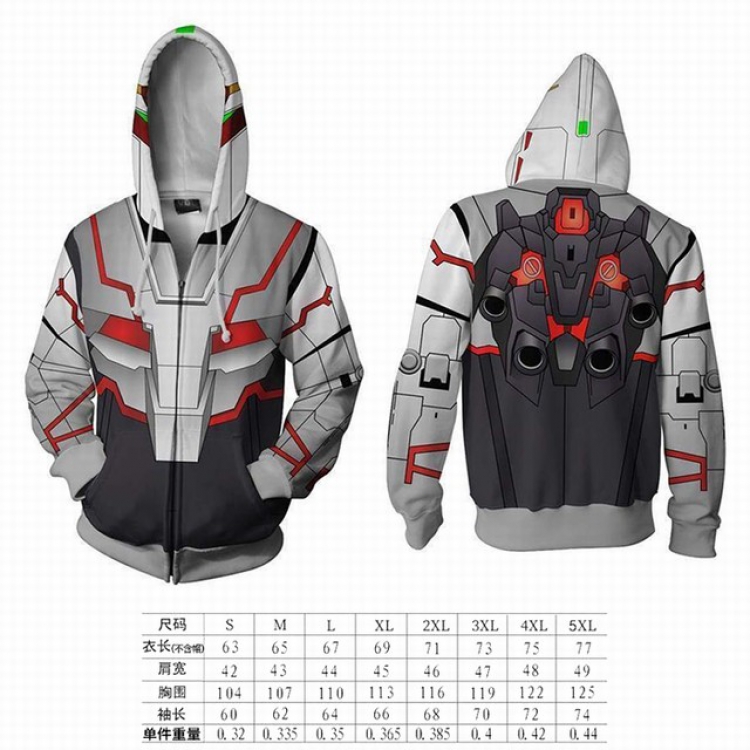 Gundam hooded zipper sweater coat S M L XL 2XL 3XL 4XL 5XL price for 2 pcs preorder 3 days GD-17