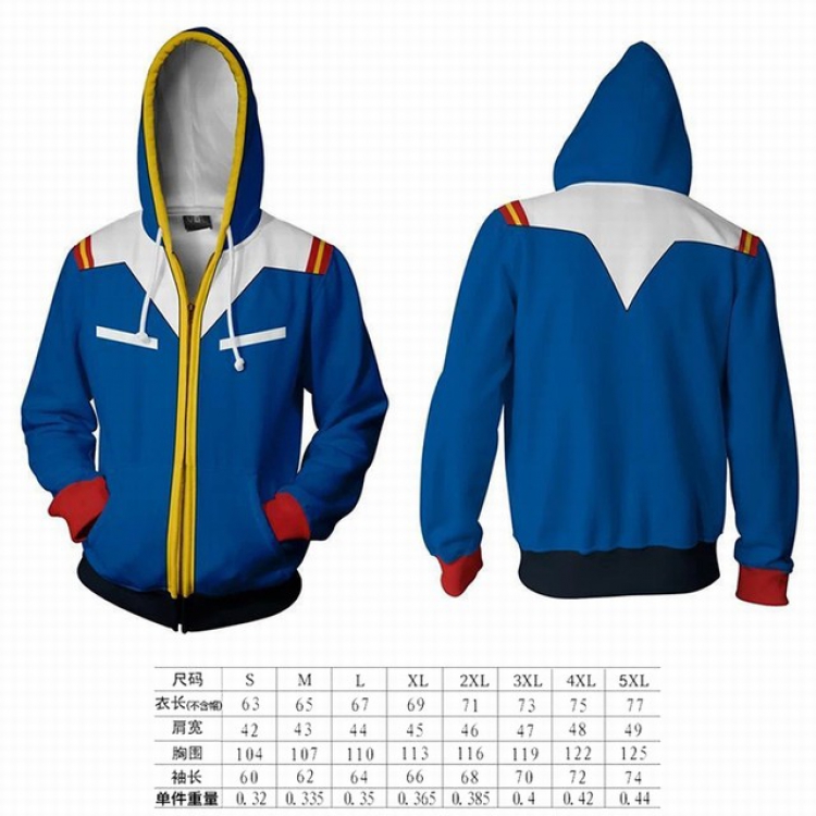 Gundam hooded zipper sweater coat S M L XL 2XL 3XL 4XL 5XL price for 2 pcs preorder 3 days GD-6