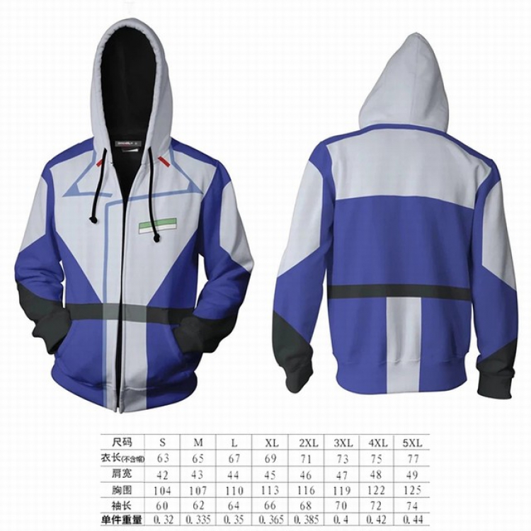 Gundam hooded zipper sweater coat S M L XL 2XL 3XL 4XL 5XL price for 2 pcs preorder 3 days GD-7