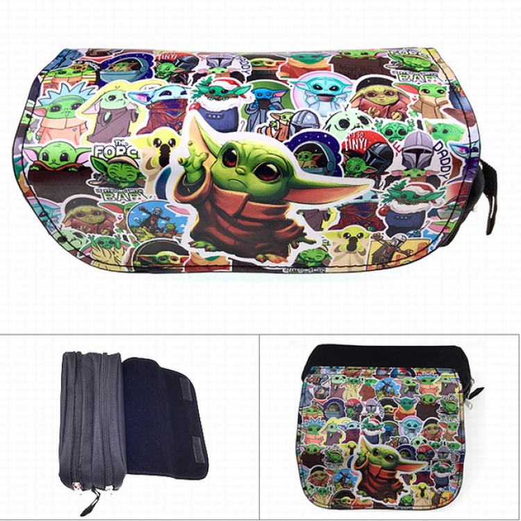 Star Wars Yoda Double zipper PU pencil case Student stationery bag