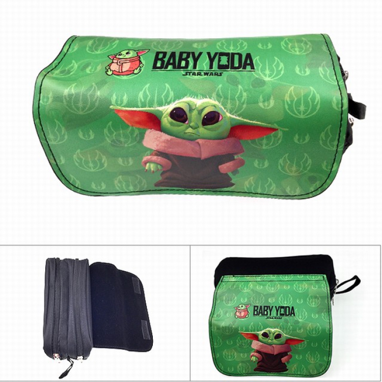 Star Wars Yoda Double zipper PU pencil case Student stationery bag