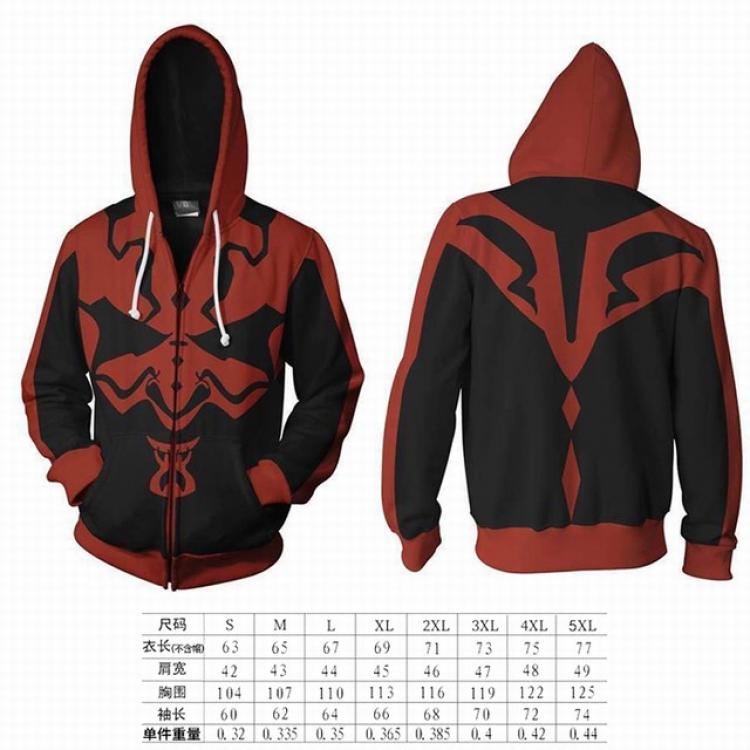 Star Wars Darth Maul hooded zipper sweater coat S M L XL 2XL 3XL 4XL 5XL price for 2 pcs preorder 3 days