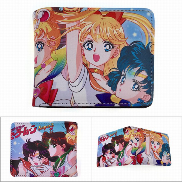 SailorMoon Full color PU twill two fold short wallet