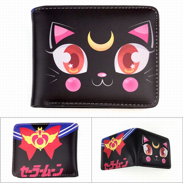 SailorMoon Cat Full color PU twill two fold short wallet