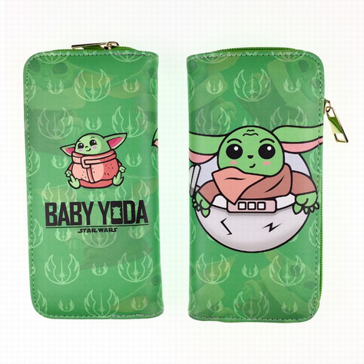 Star Wars Yoda Full Color PU twill two-fold zipper long wallet
