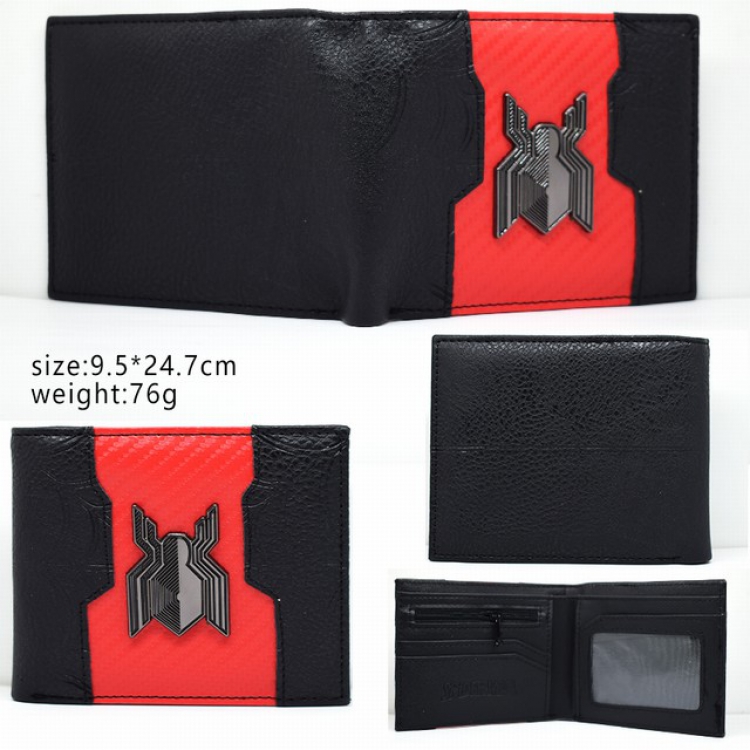 Spiderman Metal logo embroidered short bi-fold wallet 9.5X24.7CM 76G