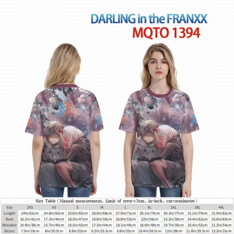 DARLING in the FRANXX Full color short sleeve t-shirt 9 sizes from 2XS to 4XL MQTO-1394