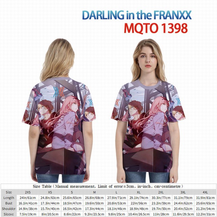 DARLING in the FRANXX Full color short sleeve t-shirt 9 sizes from 2XS to 4XL MQTO-1398