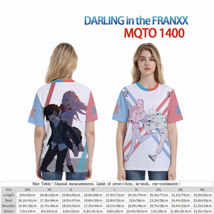 DARLING in the FRANXX Full color short sleeve t-shirt 9 sizes from 2XS to 4XL MQTO-1400