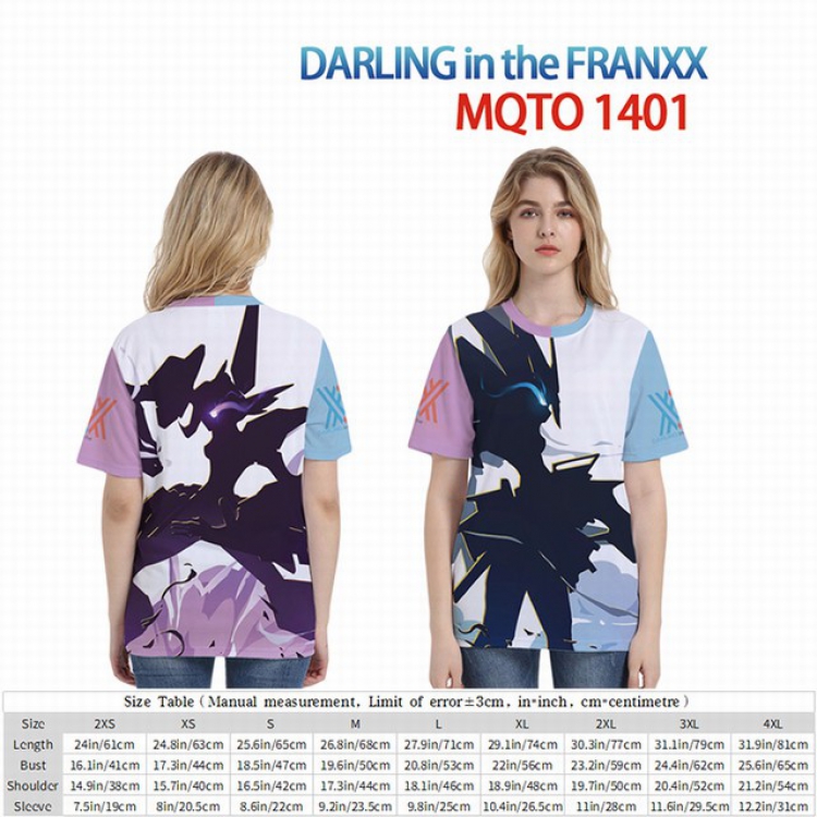 DARLING in the FRANXX Full color short sleeve t-shirt 9 sizes from 2XS to 4XL MQTO-1401