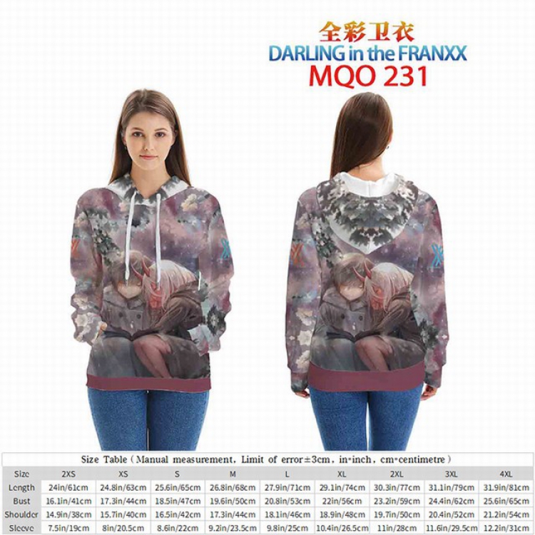 DARLING in the FRANXX Full Color Patch pocket Sweatshirt Hoodie EUR SIZE 9 sizes from XXS to XXXXL MQO231