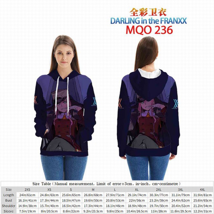 DARLING in the FRANXX Full Color Patch pocket Sweatshirt Hoodie EUR SIZE 9 sizes from XXS to XXXXL MQO236
