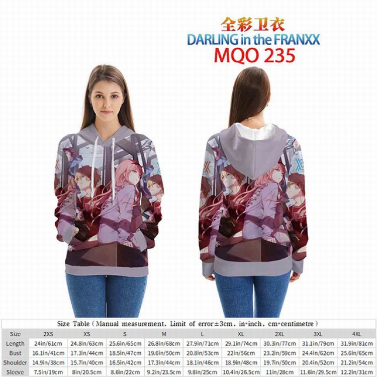 DARLING in the FRANXX Full Color Patch pocket Sweatshirt Hoodie EUR SIZE 9 sizes from XXS to XXXXL MQO235