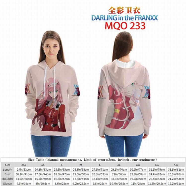 DARLING in the FRANXX Full Color Patch pocket Sweatshirt Hoodie EUR SIZE 9 sizes from XXS to XXXXL MQO233