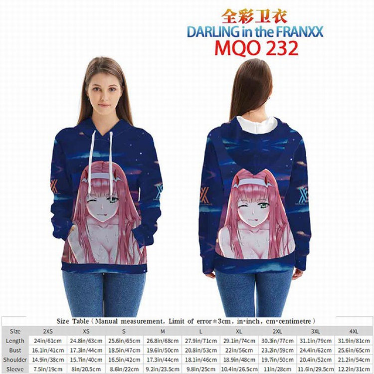 DARLING in the FRANXX Full Color Patch pocket Sweatshirt Hoodie EUR SIZE 9 sizes from XXS to XXXXL MQO232