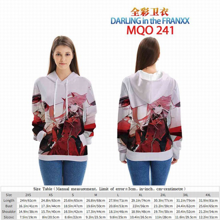 DARLING in the FRANXX Full Color Patch pocket Sweatshirt Hoodie EUR SIZE 9 sizes from XXS to XXXXL MQO241