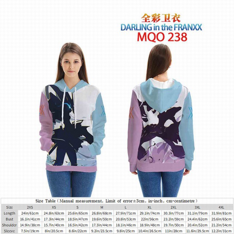 DARLING in the FRANXX Full Color Patch pocket Sweatshirt Hoodie EUR SIZE 9 sizes from XXS to XXXXL MQO238
