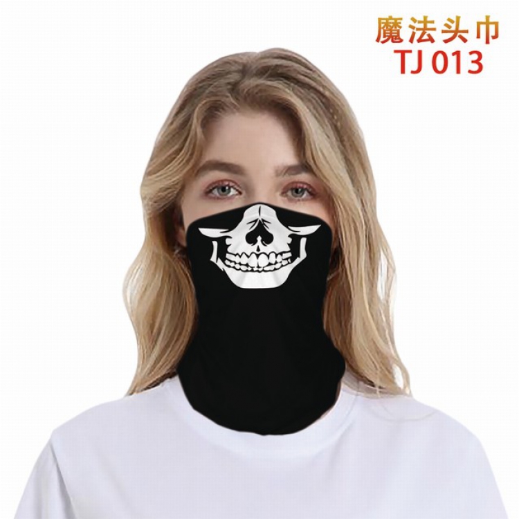 TJ-013-Personalized human skeleton facial expression color printing magic turban scarf