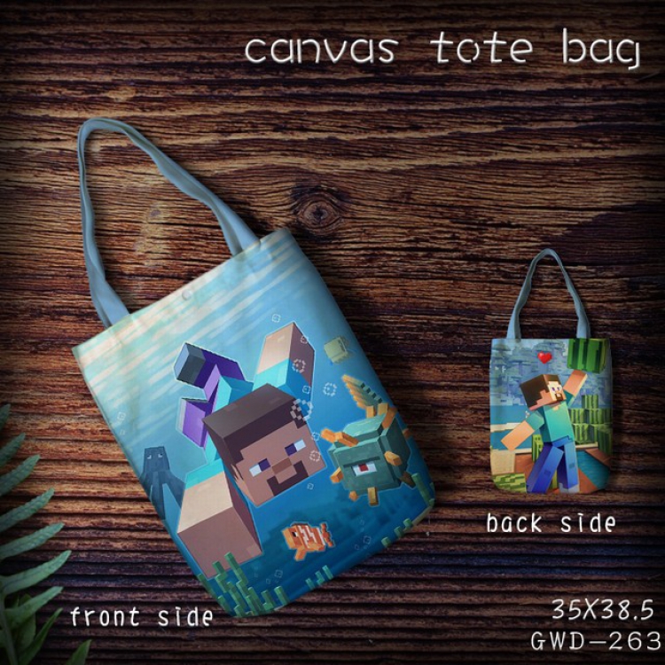 GWD263-Minecraft Canvas tote bag 35X38.5CM (Can be customized for a single model)