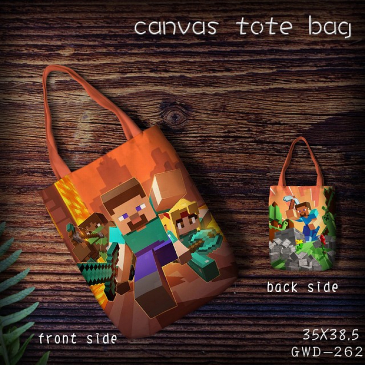 GWD262-Minecraft Canvas tote bag 35X38.5CM (Can be customized for a single model)