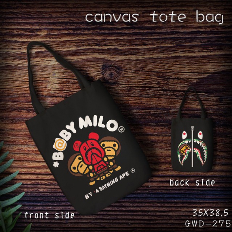 GWD275-A Bathing Ape in Lukewarm Water Canvas tote bag 35X38.5CM (Can be customized for a single model)