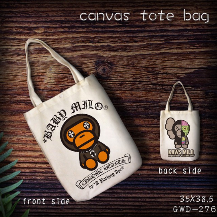 GWD276-A Bathing Ape in Lukewarm Water Canvas tote bag 35X38.5CM (Can be customized for a single model)
