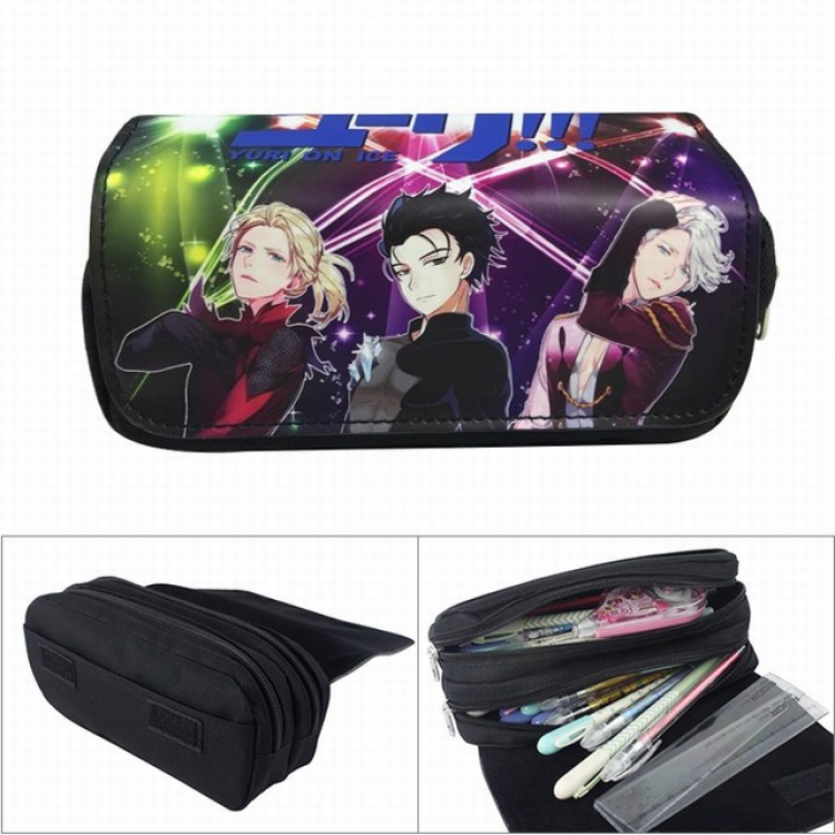Yuri !!! on Ice Anime double layer multifunctional canvas pencil bag wallet  20X9X6.5CM 100G