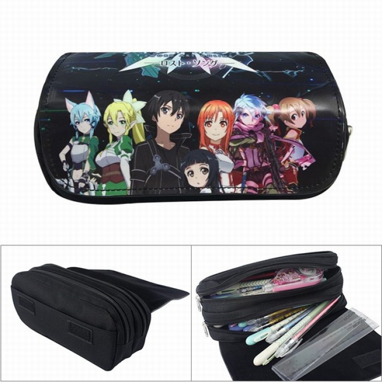 Sword Art Online Anime double layer multifunctional canvas pencil bag wallet  20X9X6.5CM 100G